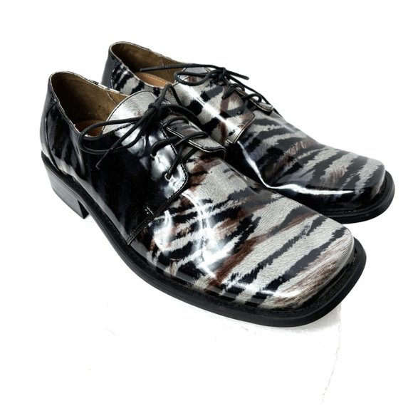 Vintage Zebra Zoot  Silver Brwn/Blk   Oxford Formal Dress Shoe Rare OOAK NWOT - Picture 6 of 12
